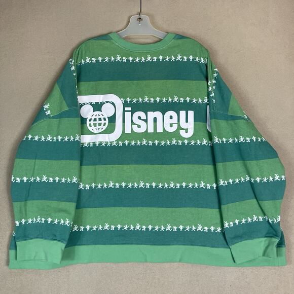 Disney World Sweatshirt Mens 3X Green Mickey and Friends Striped Spirit‎ Jersey - Picture 10 of 11